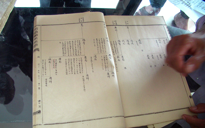 Family history book showing the 17th generation of the Shilang Yang clan