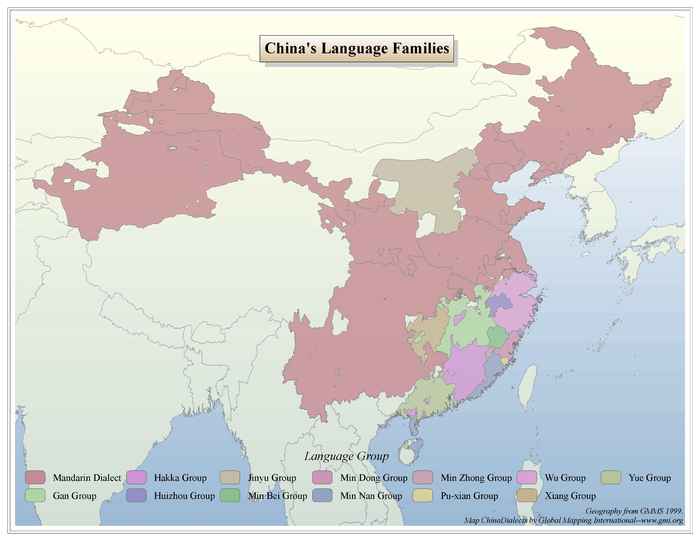 Map of China's language families