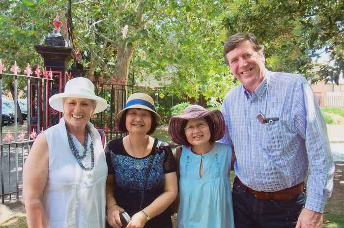 Mei Ling with cousins and John at the See Yup Temple, Sydney