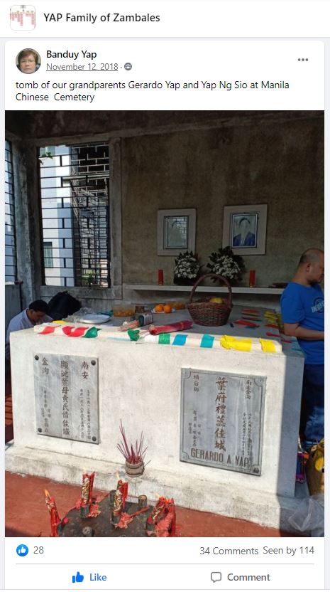 Facebook group post of a Chinese tombstone